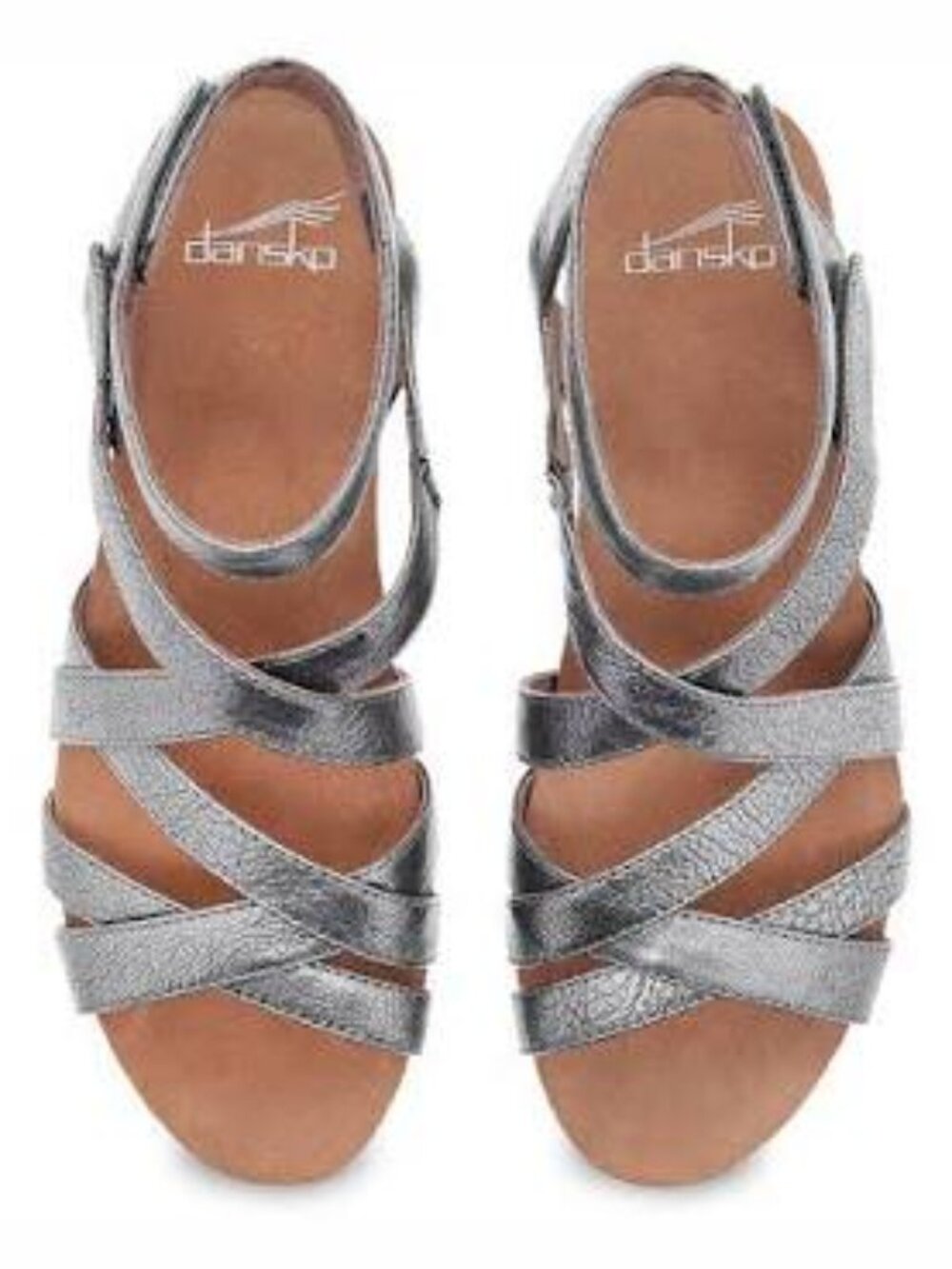 Dansko Veruca Leather Gladiator Sandals in Graphite Silver Metallic